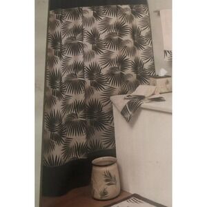 Sherry Kline Biscayne Bay Shower Curtain 72X72 NEW Fabric Black Tan Leaf Miami